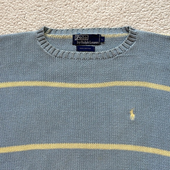 Vintage 90s Polo Ralph Lauren Striped Knit Crewneck Sweater - Picture 3 of 6